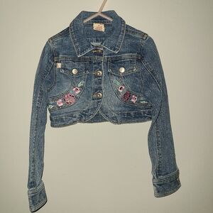 Y2k Bongo Cropped Embroidered Denim Jacket 6x